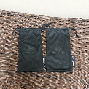 Native Eyewear Black Microfiber Drawstring Sunglass or Eye Glass Pouches, 2